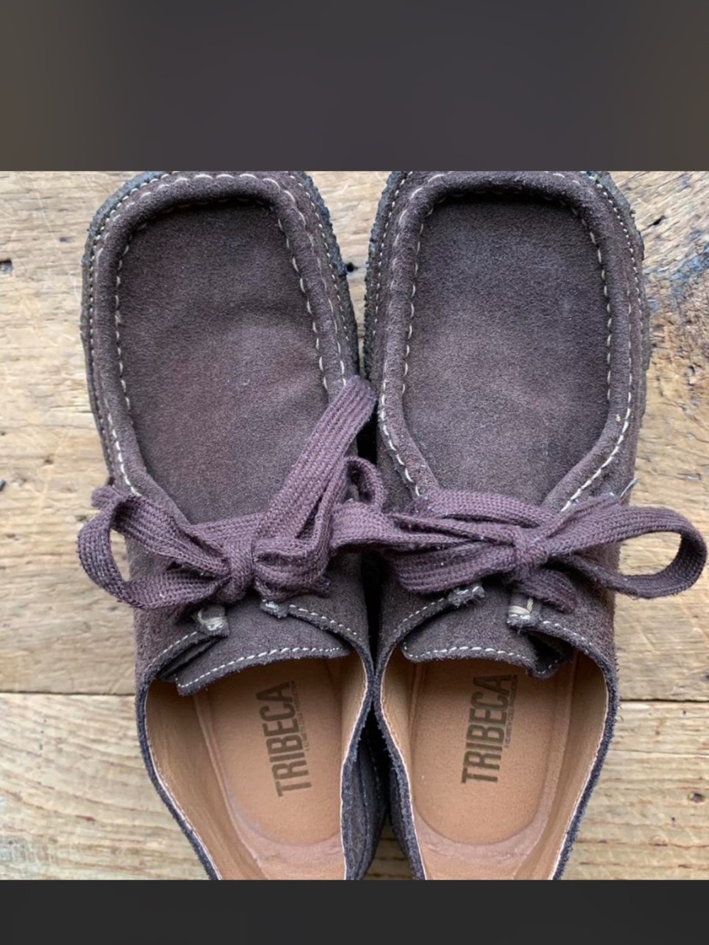 Tribeca chocolate suede wallabee moccasin loafer